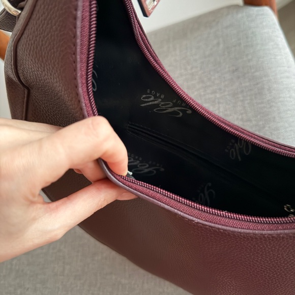 Burgundy Plum Faux Leather Hobo Bag - Picture 3 of 4